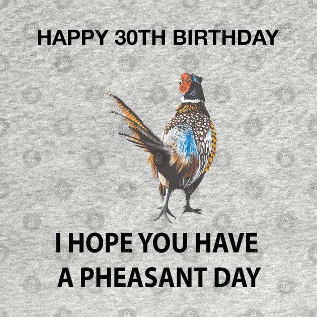 Happy 30th Birthday I hope you have a Pheasant day on grey by IslesArt